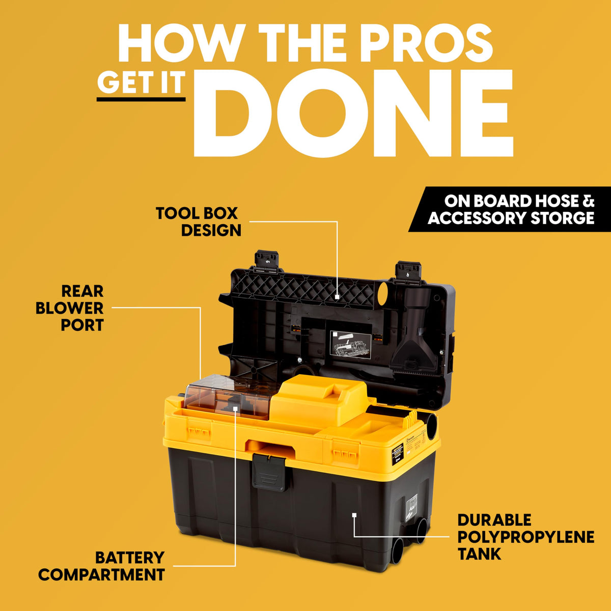 Vacmaster Pro portable design supports travel and home cleaning with organized storage.