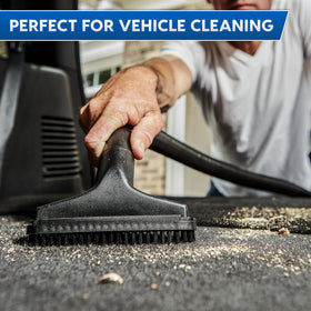Vacmaster on-board storage keeps hoses and tools organized.