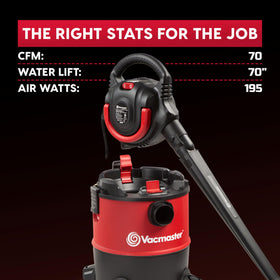 Vacmaster VBVB611PF 6 gallon design supports versatile wet and dry pickup