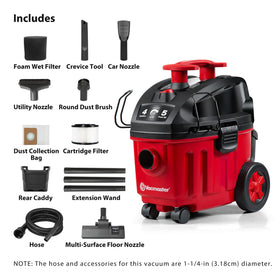 Vacmaster VF408B 5 peak HP motor delivers strong suction for tough messes