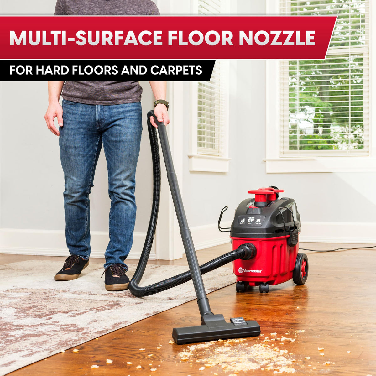 Vacmaster VF408B 65 CFM airflow powers efficient cleaning on floors and vehicles