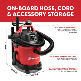 Vacmaster VHB305M accessories-storage keeps tools neatly in reach.