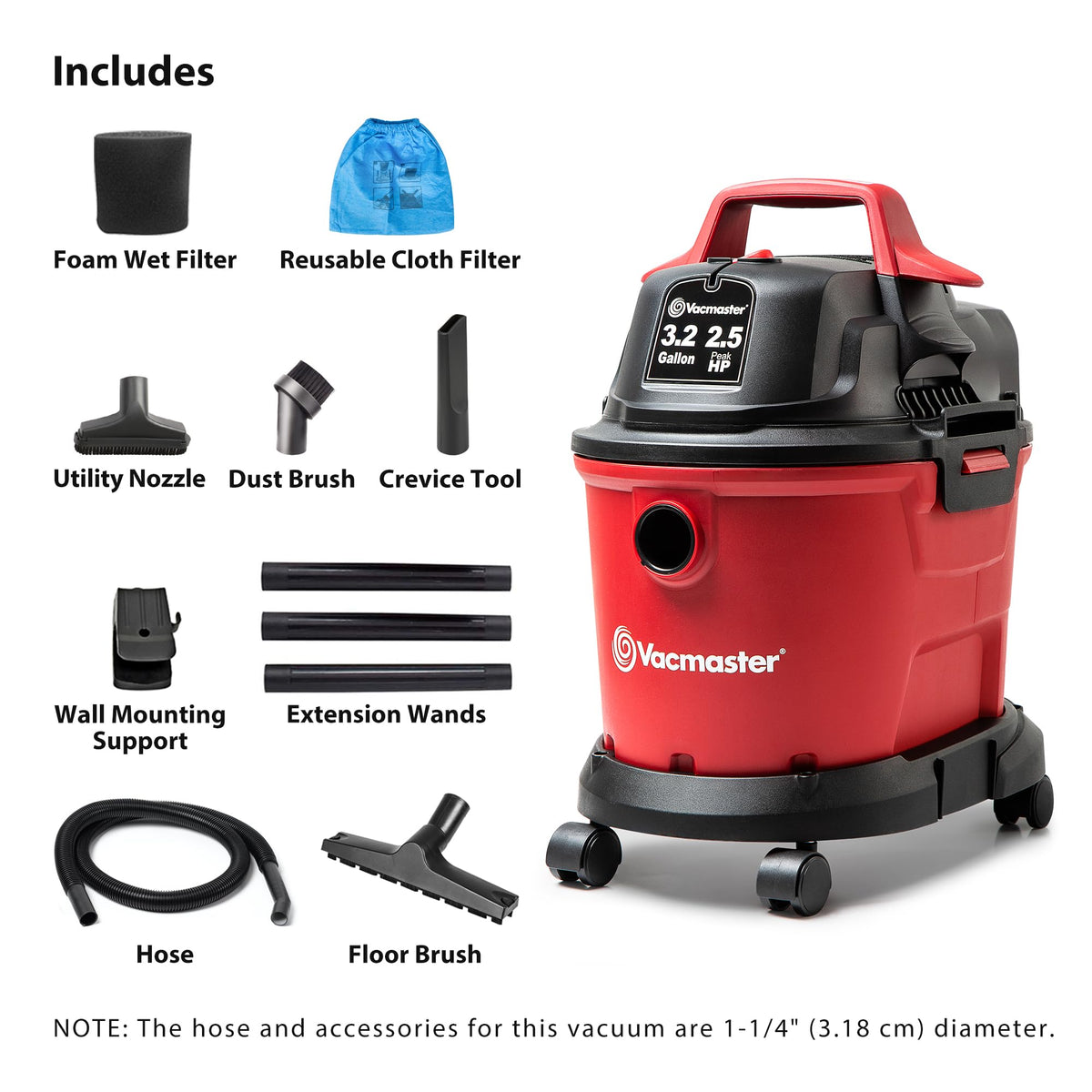 Vacmaster VHB305M blower-port-use enables quick transitions from vacuuming to blowing.