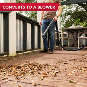 Vacmaster VHB305M extended-reach-hose provides space to reach corners.