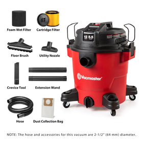 Vacmaster VJH1211PF 5.5-HP motor delivers strong suction for tough debris.