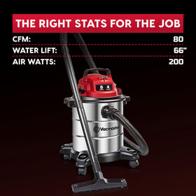 Vacmaster VOC508S balanced handle and wide casters for portable use.