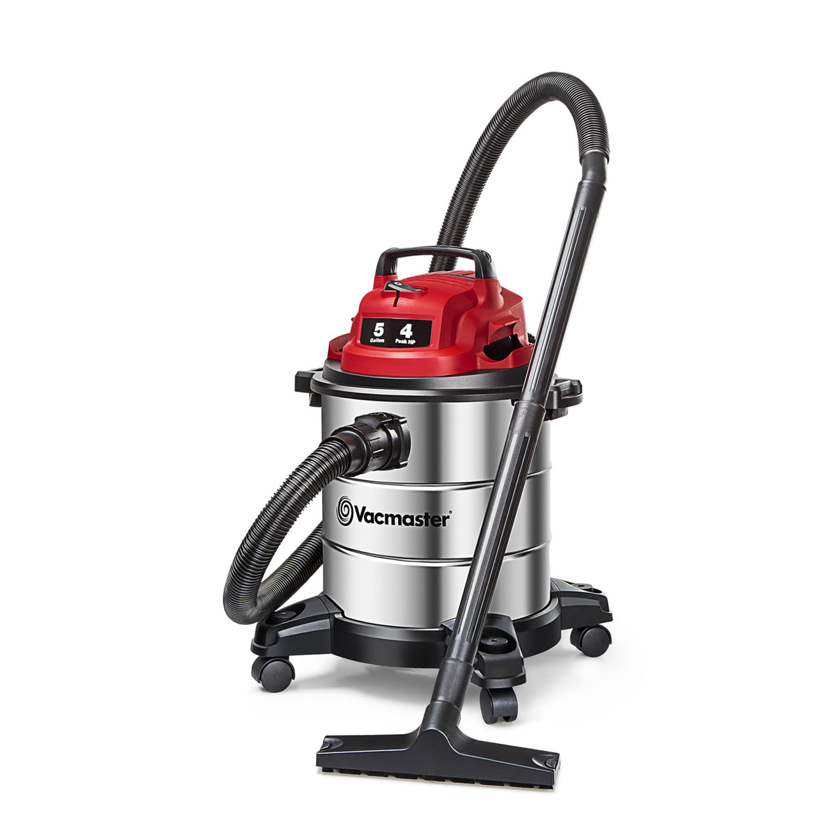 Vacmaster VOC508S stainless steel tank enables durable wet and dry cleanup.