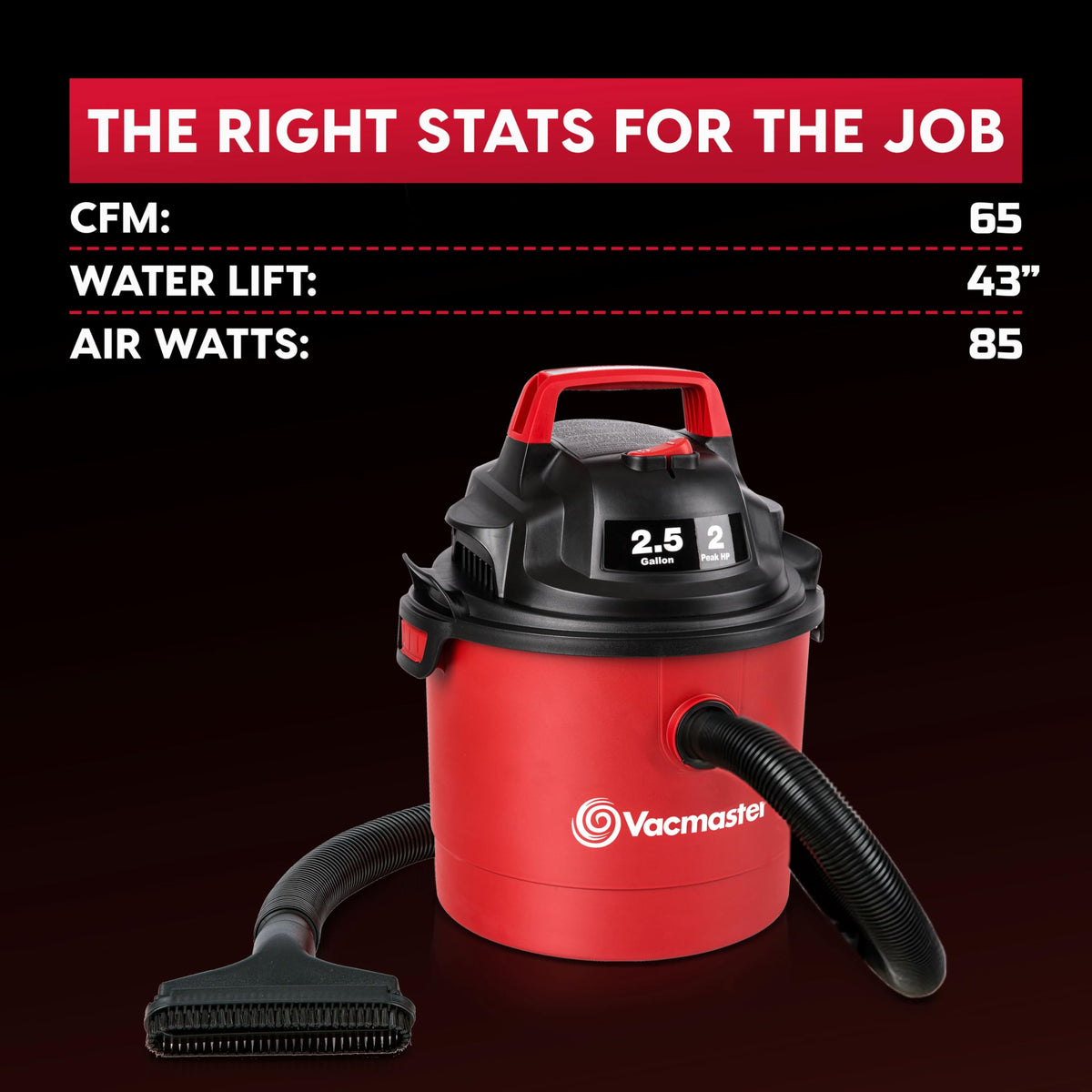 Vacmaster VOM205P onboard hose and cord storage keeps everything organized
