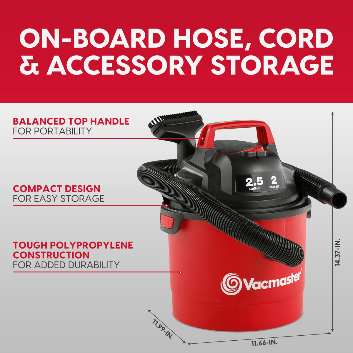 Vacmaster VOM205P wall-mount setup frees up floor space in garages