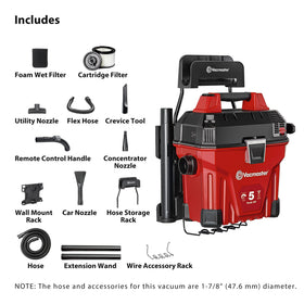 Vacmaster VWMB508 remote handle enables quick operation.