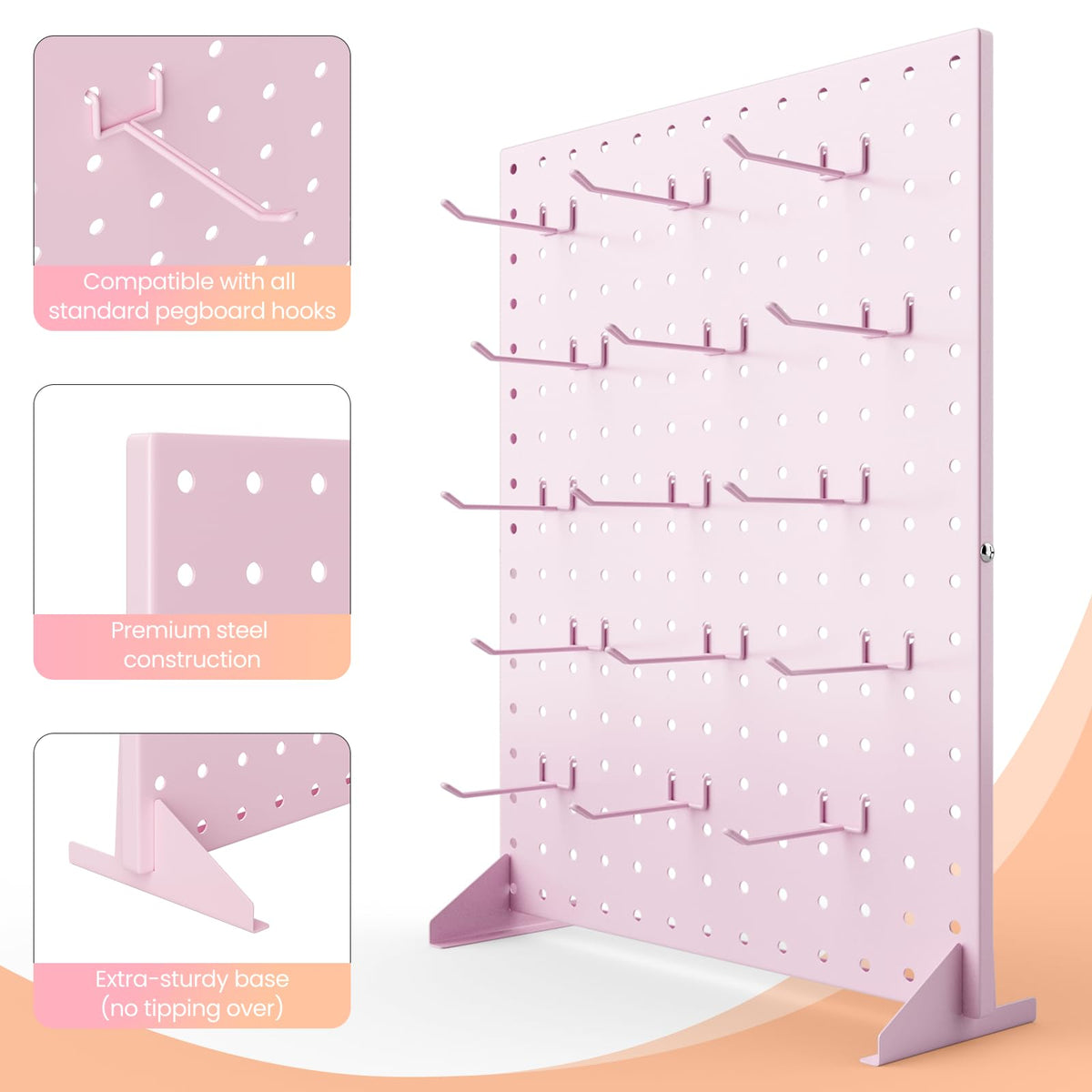 VACONICO table-top pegboard shelf showcasing organized retail setup