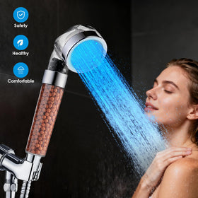 Vacto all-in-one shower head kit includes hose and bracket for quick setup.