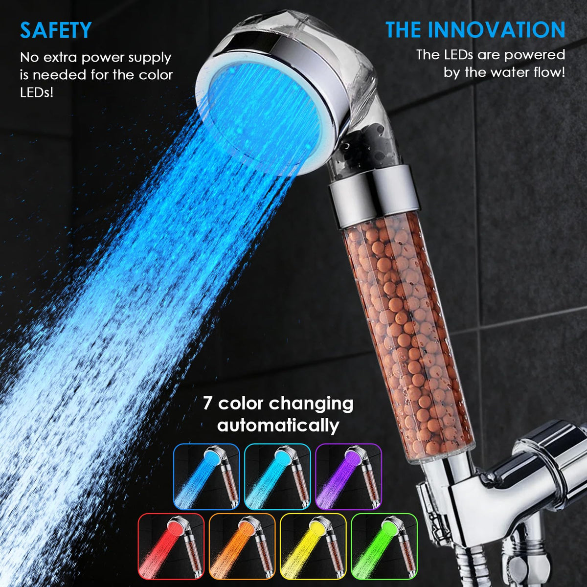 Vacto filtration beads closeup demonstrates water-softening benefits for hair and skin.