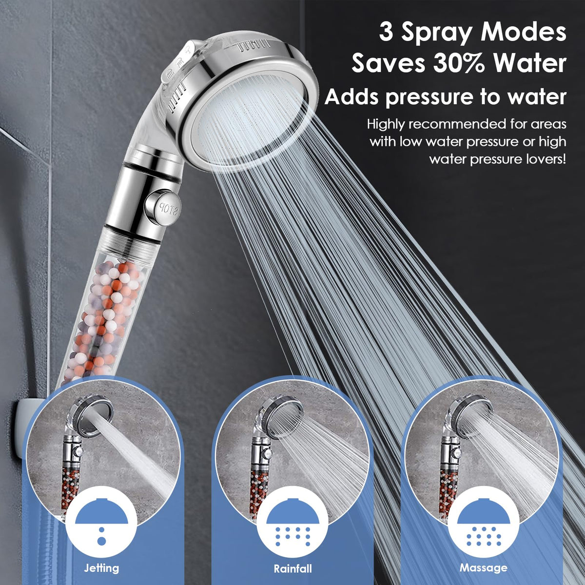Vacto three-color beads demonstrate multi-layer filtration that softens water and reduces impurities.