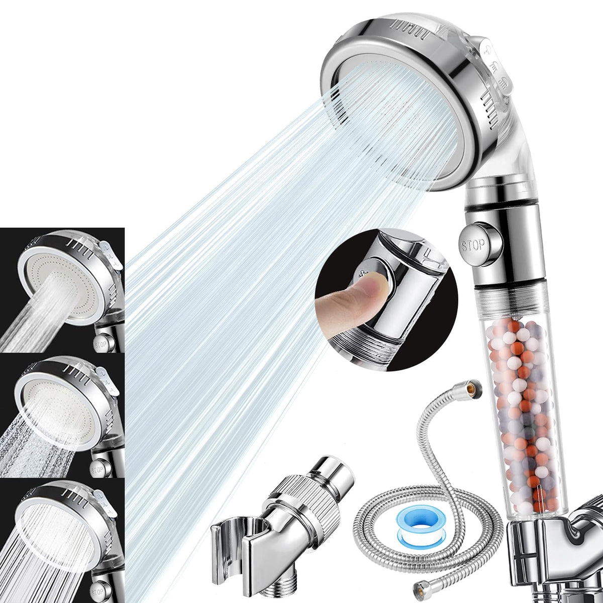 Vacto high pressure showerhead kit delivers a strong, filtered spray for a refreshed shower.