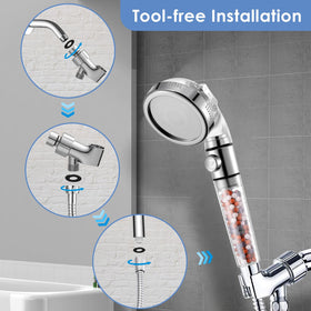 Vacto three spray modes image shows Rainfall, Massage, Jetting options.