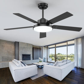 Vaczon 52-inch black ceiling fan with light and remote for easy control