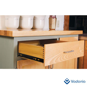 VADANIA 14-inch drawer slide in bedroom or kitchen use shows versatile fit.