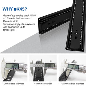 VADANIA 14-inch soft close slide full extension enables complete drawer access.