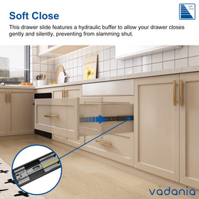 VADANIA 14-inch soft close drawer slide side-mount demonstrates easy installation and sturdy mounting.