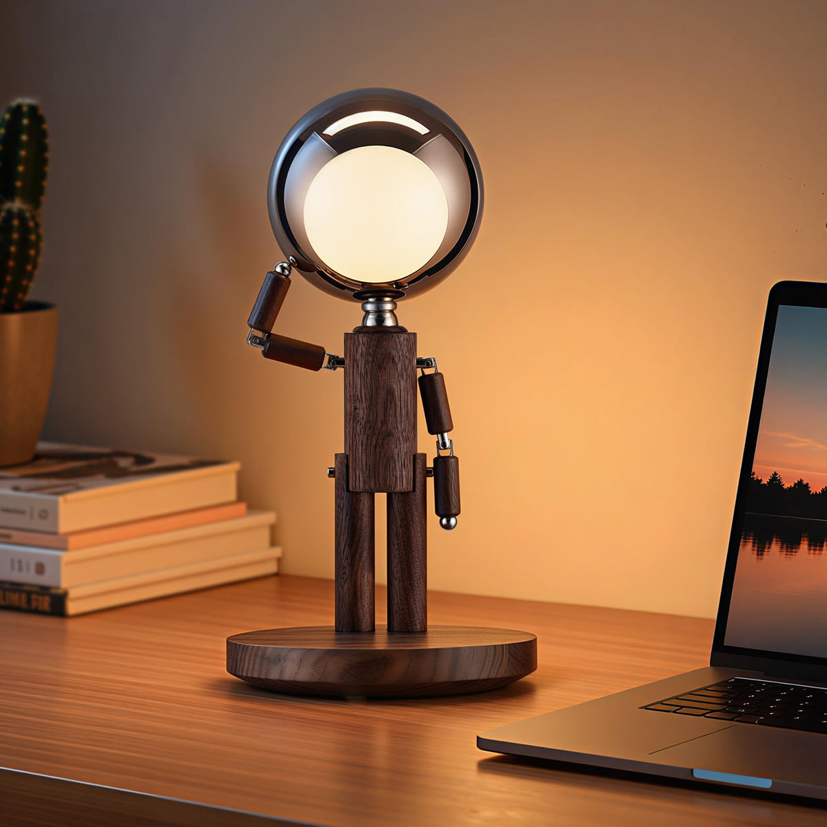 Vadifula cordless table lamp with moon head artwork creates warm ambience