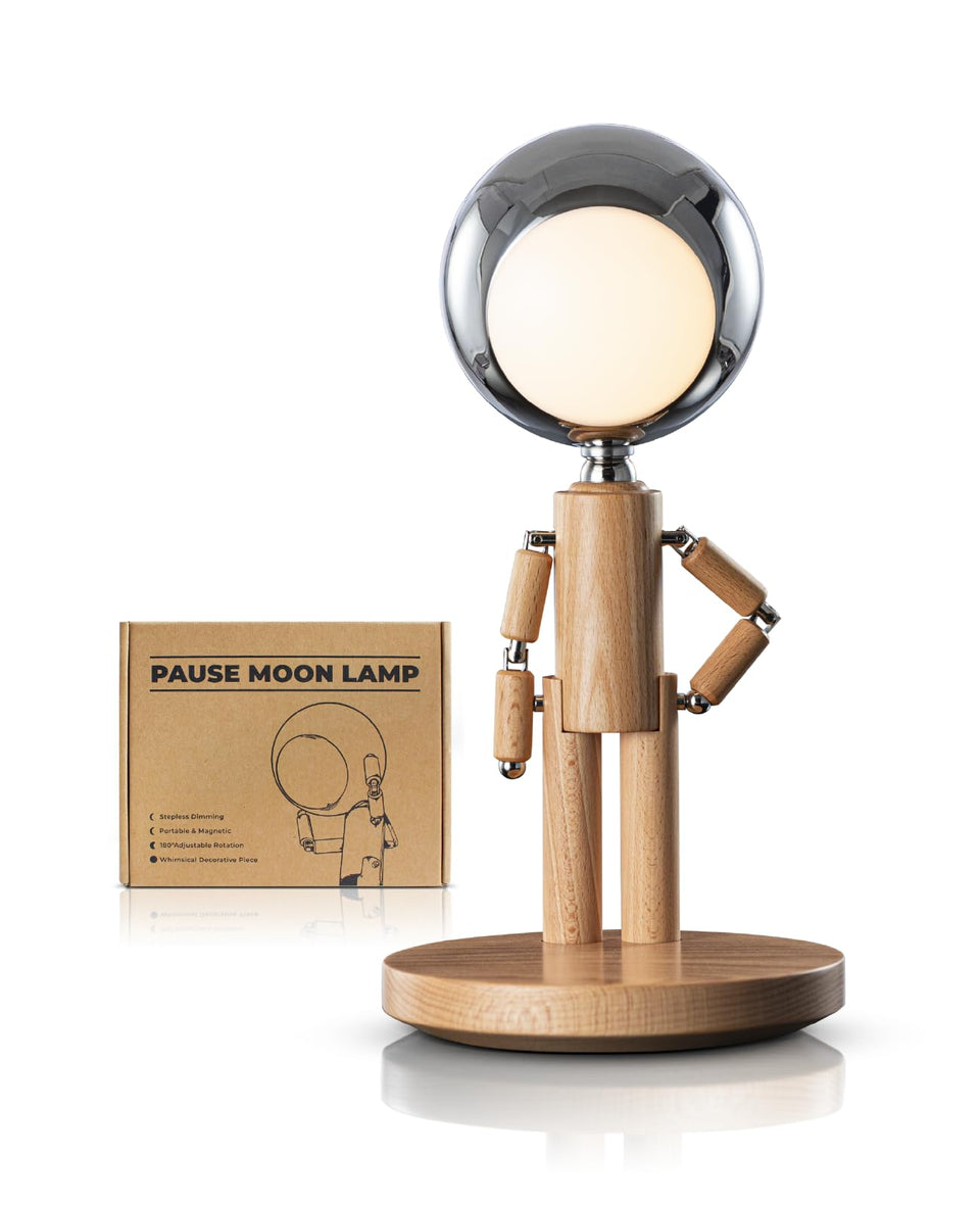 Vadifula Pause Moon Lamp in beech wood for cozy ambient lighting.