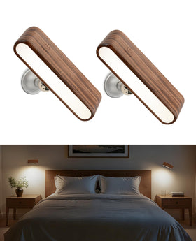 Vadifula wood LED sconce with 360-degree rotation for versatile lighting.