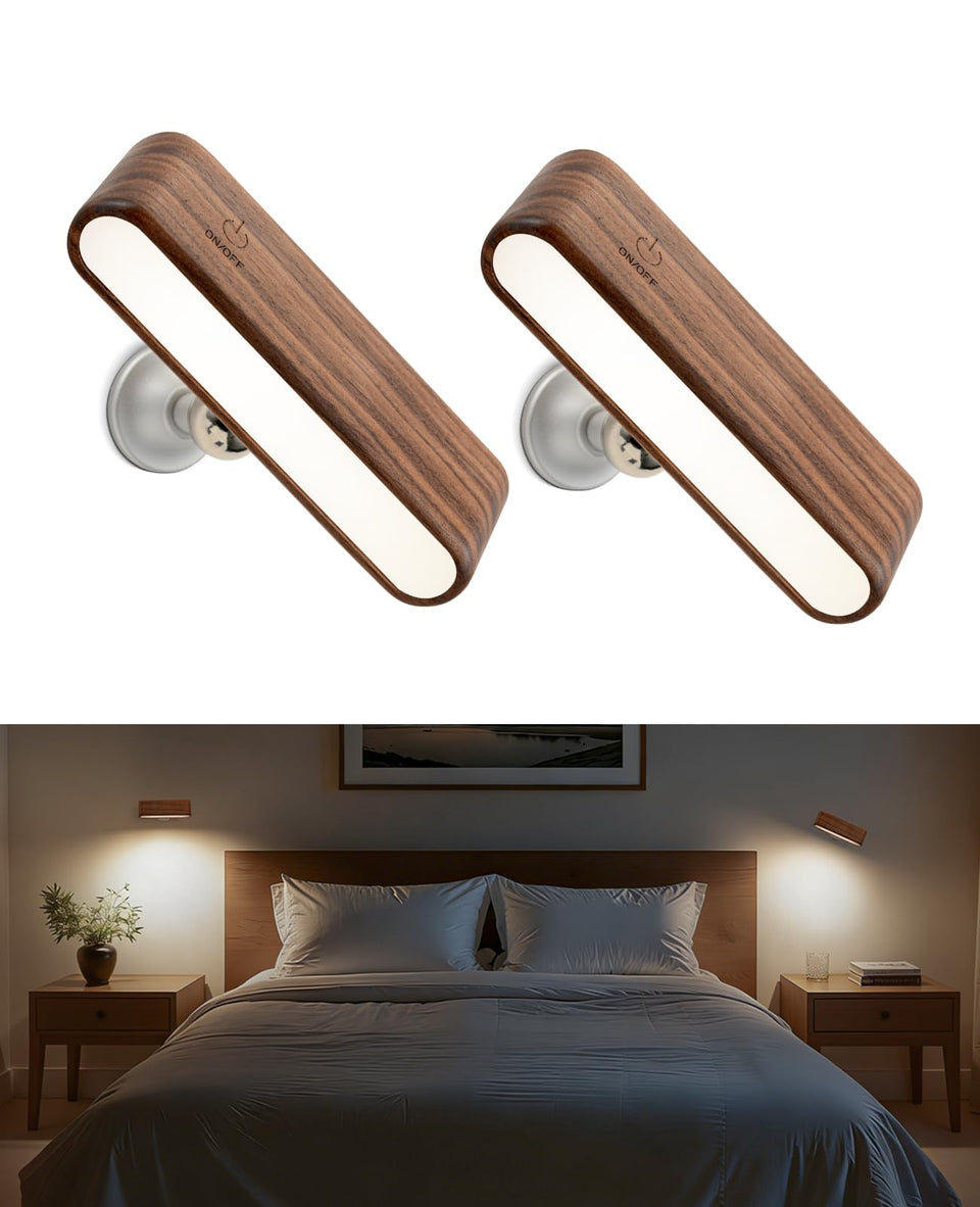 Vadifula wood LED sconce with 360-degree rotation for versatile lighting.