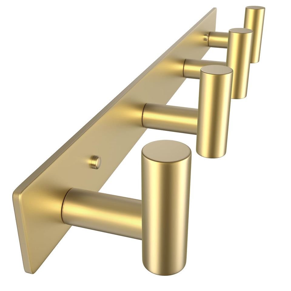 VAEHOLD coat rack wall mount in gold with four hooks keeps essentials organized