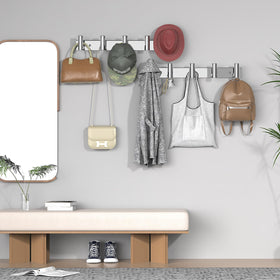 VAEHOLD hat and coat wall mount rack close-up of 5-hooks design and anti-slip features