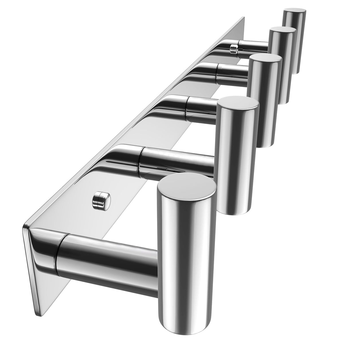 VAEHOLD hat and coat wall mount rack front view with five polished chrome hooks for organized entryways