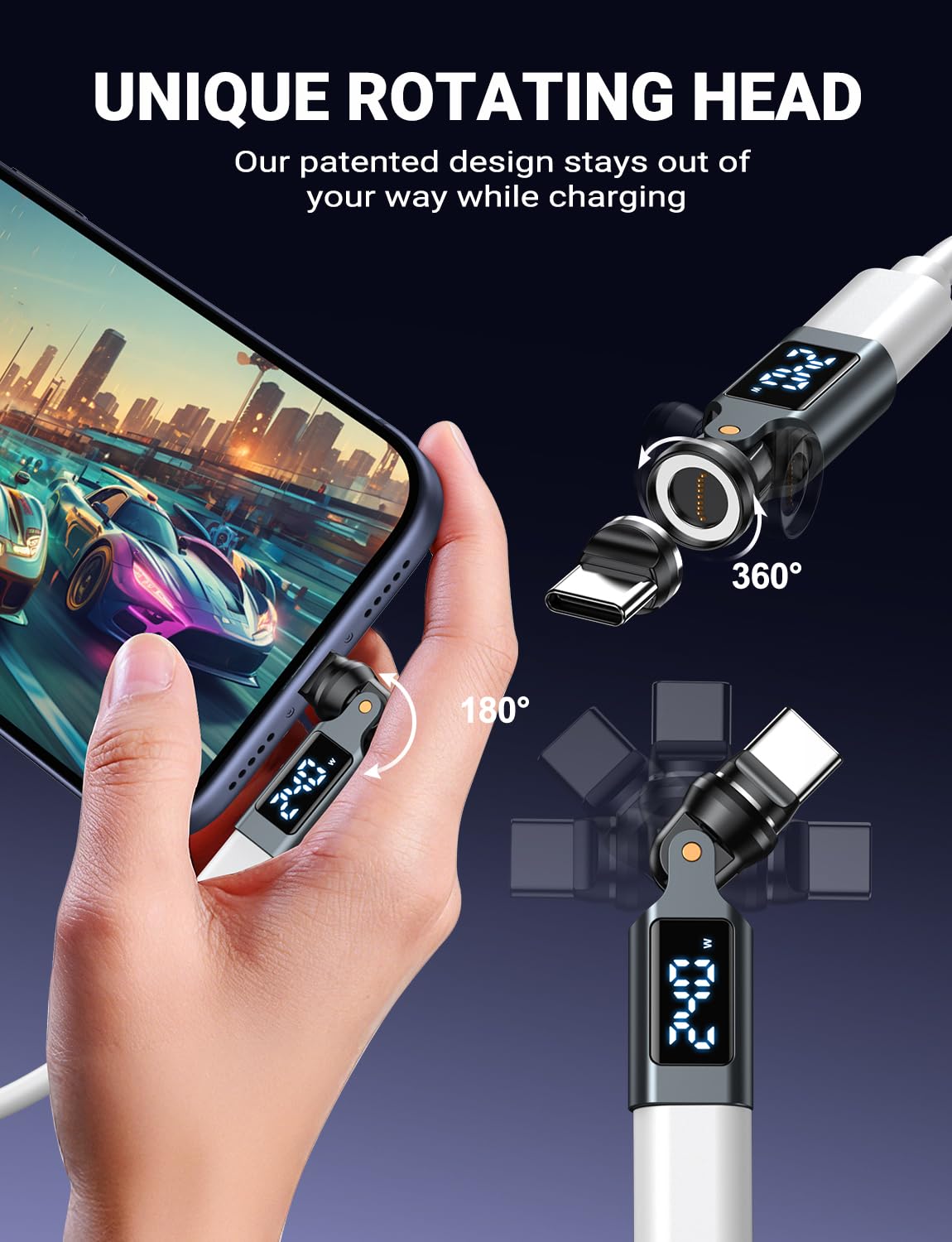 VAFOTON magnetic tip provides easy plug/unplug to protect ports from wear.