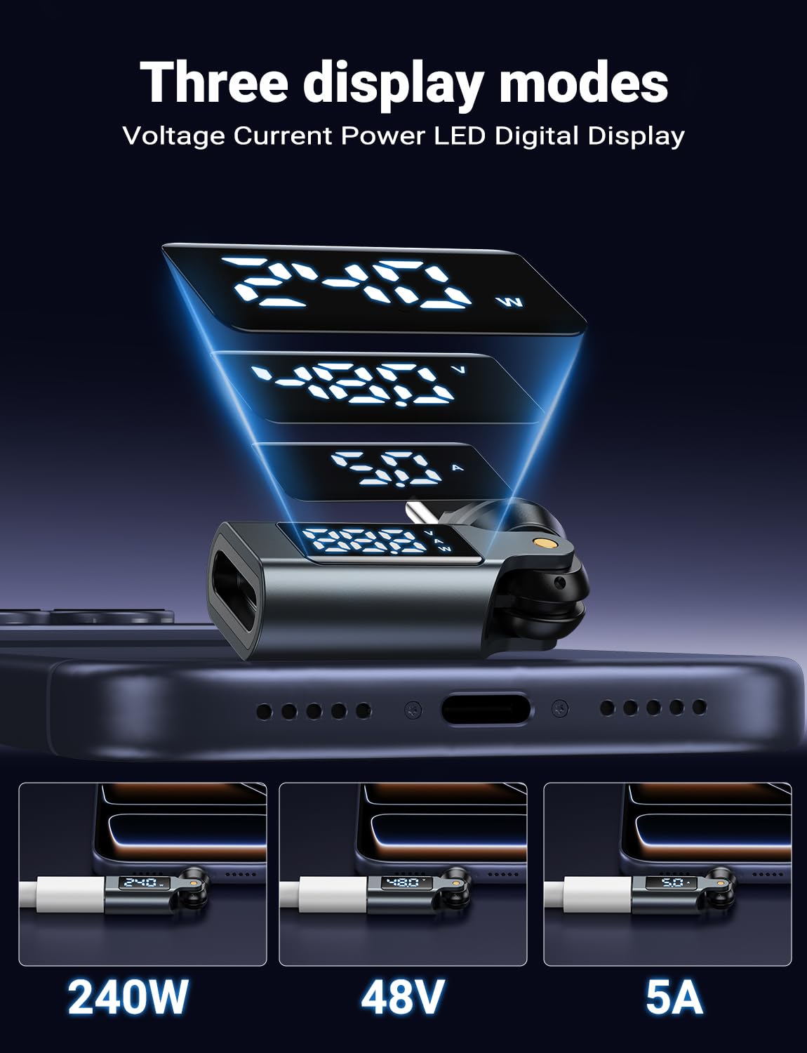 VAFOTON 9PIN USB-C tester tip with LED indicator monitors charging safely.