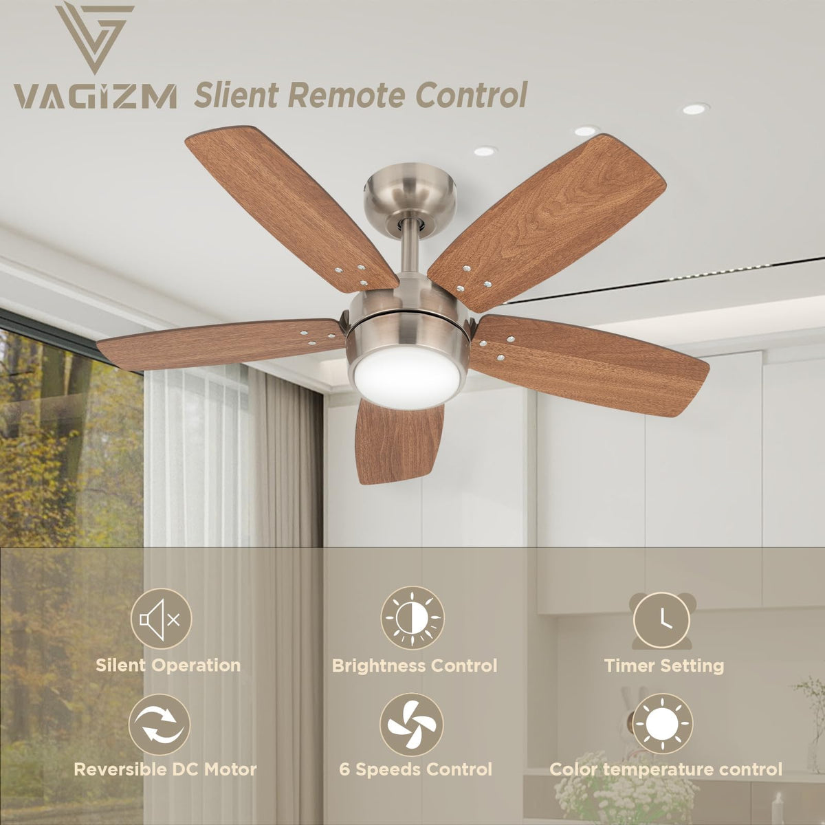 Vagizm 36'' ceiling fan with dual-color blades for versatile style and airflow
