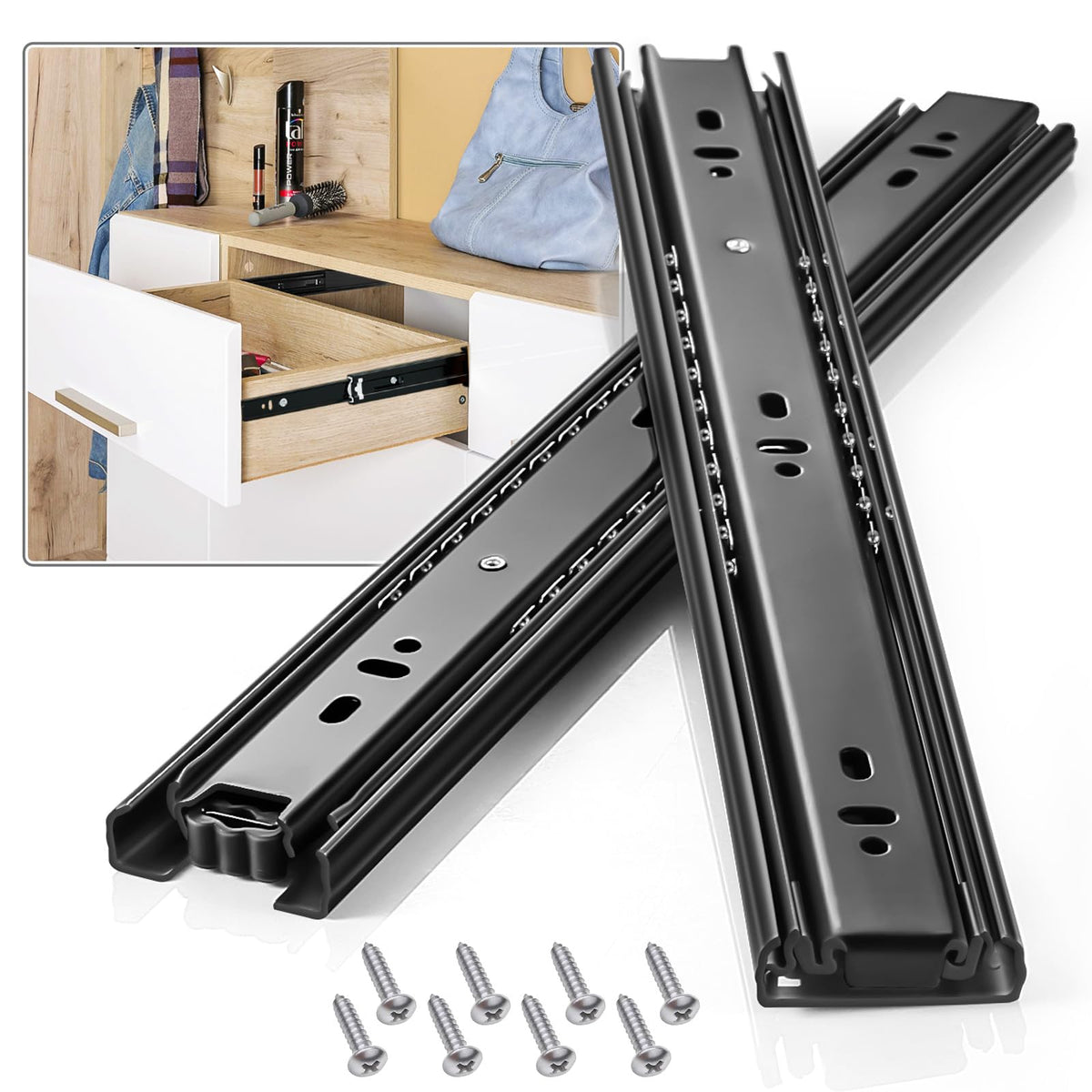 VAGUDE 10inch-full-extension drawer slides provide full access to contents.