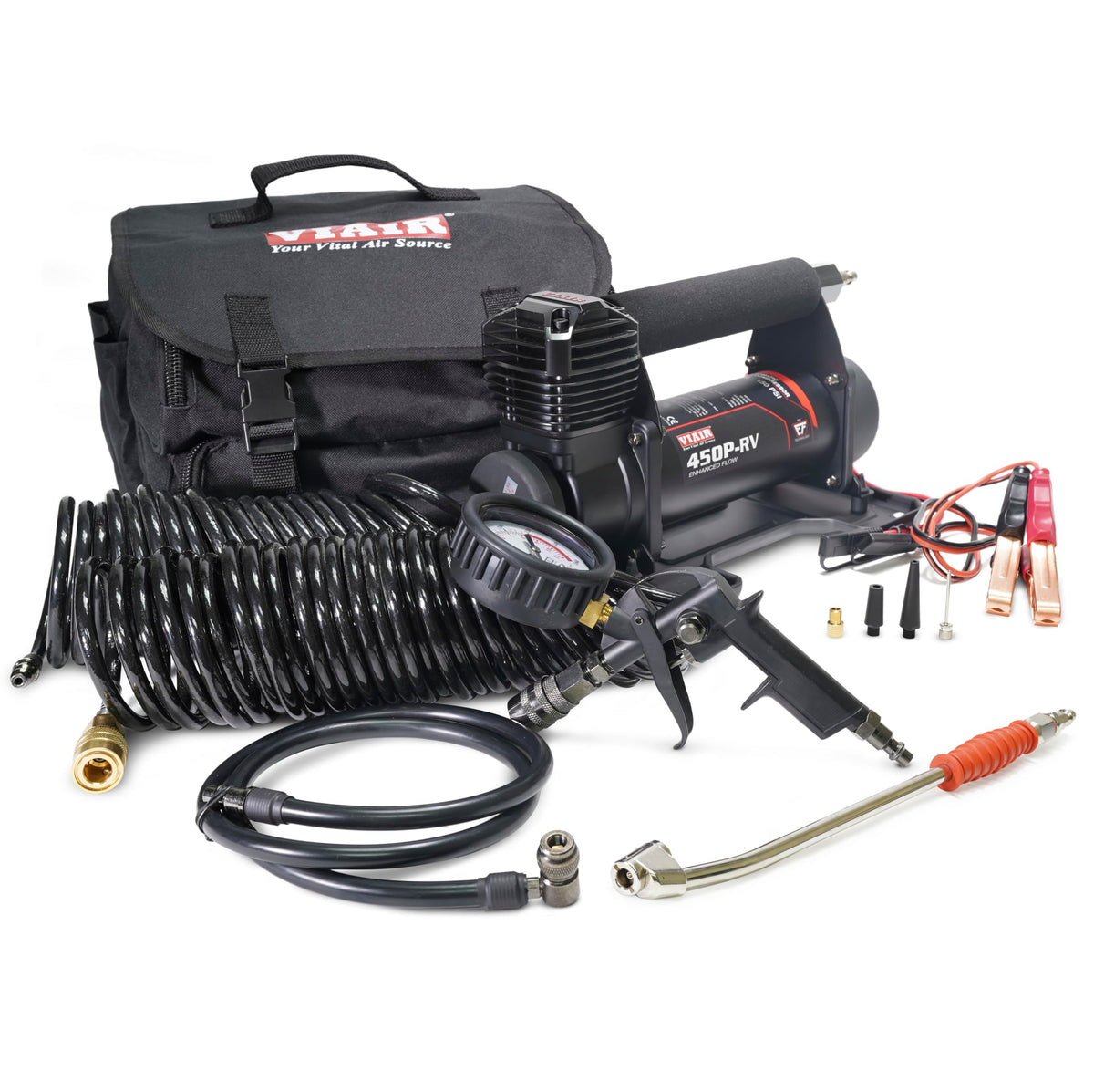 VIAIR 450P-RV EF inflation gun with 150 PSI gauge for RV tire inflation