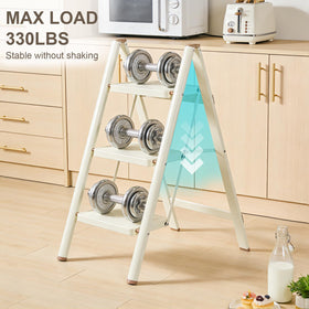 Valeo ladder folded compact display for easy indoor storage.