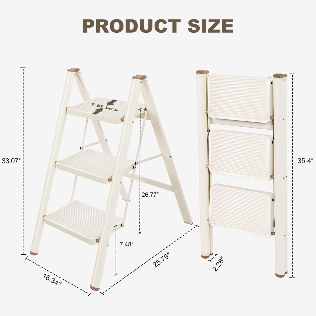 Valeo steps with wide tread provide secure footing during quick tasks.