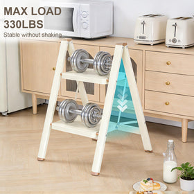 Valeo 2-Step Ladder folded compact for easy storage in small spaces