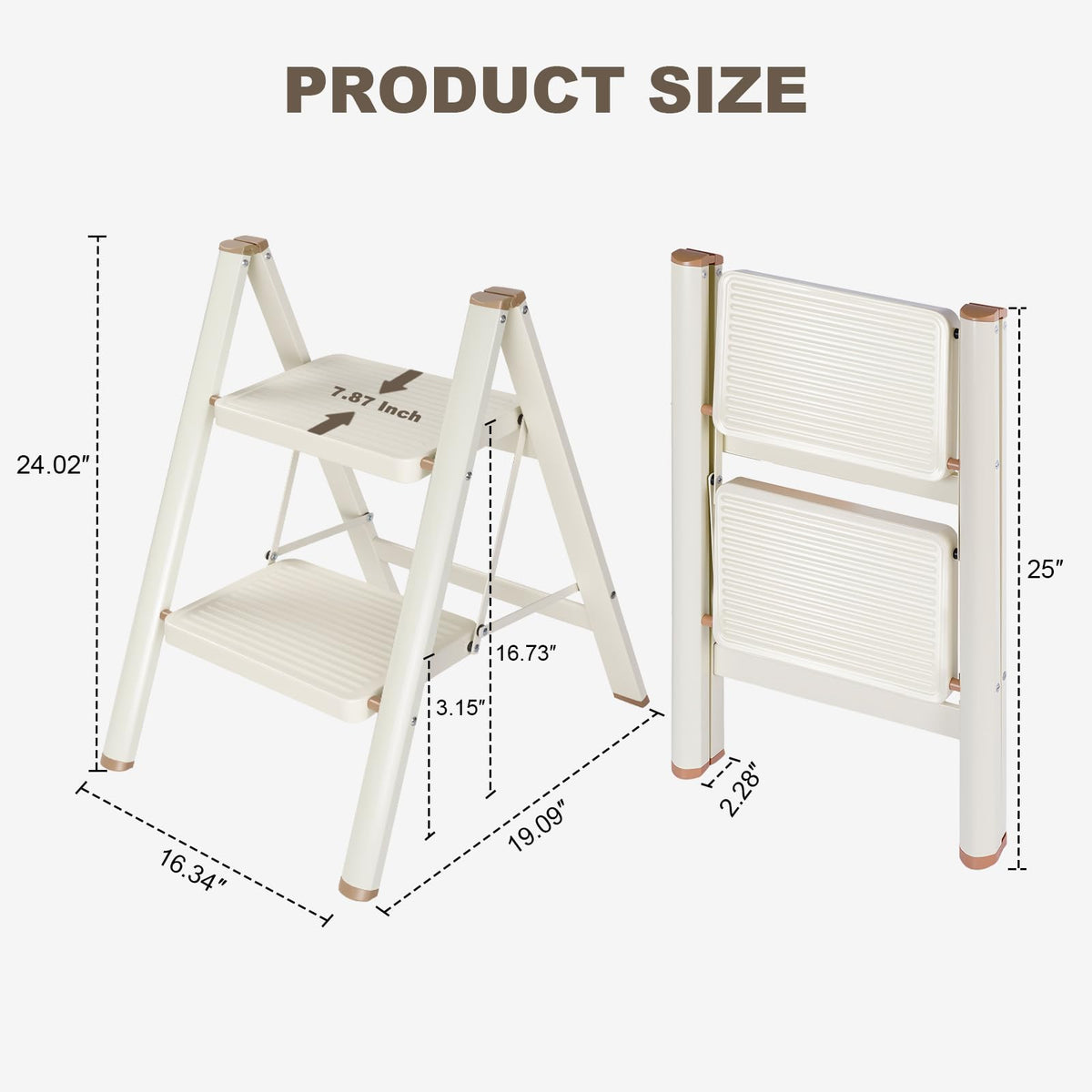 Valeo 2-Step Ladder non-slip feet keep it steady on floors