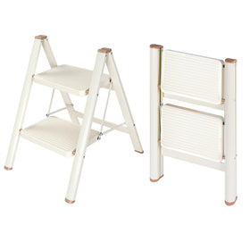 Valeo 2-Step Ladder open with wide steps for stable reaching on shelves