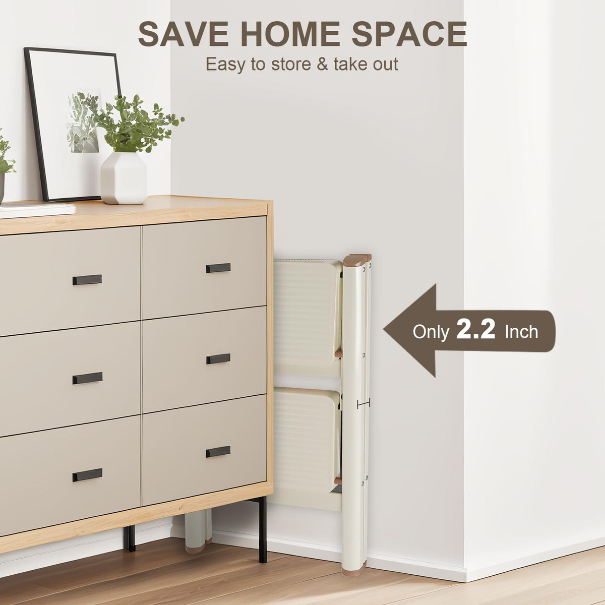 Valeo 2-Step Ladder wide non-slip steps reduce slips during use