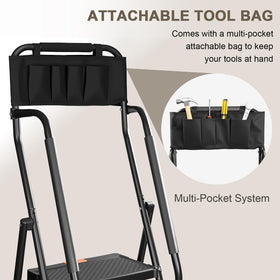 Valeo 4-step ladder with attached tool bag keeps essentials within reach