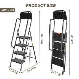 Valeo 4-step ladder unfolded height ready for reaching high shelves