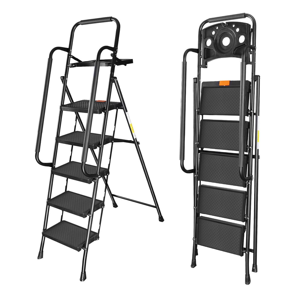 Valeo five-step ladder open view for reaching high shelves with stability