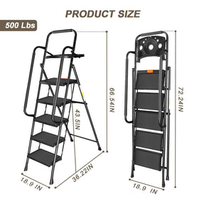 Valeo five-step ladder soft sponge-covered handrails for comfortable climbs