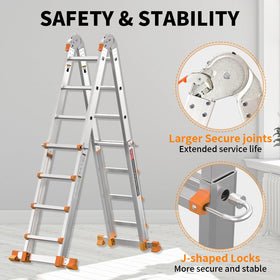Valeo Ladder anti-slip foot keeps footing secure on varied surfaces.