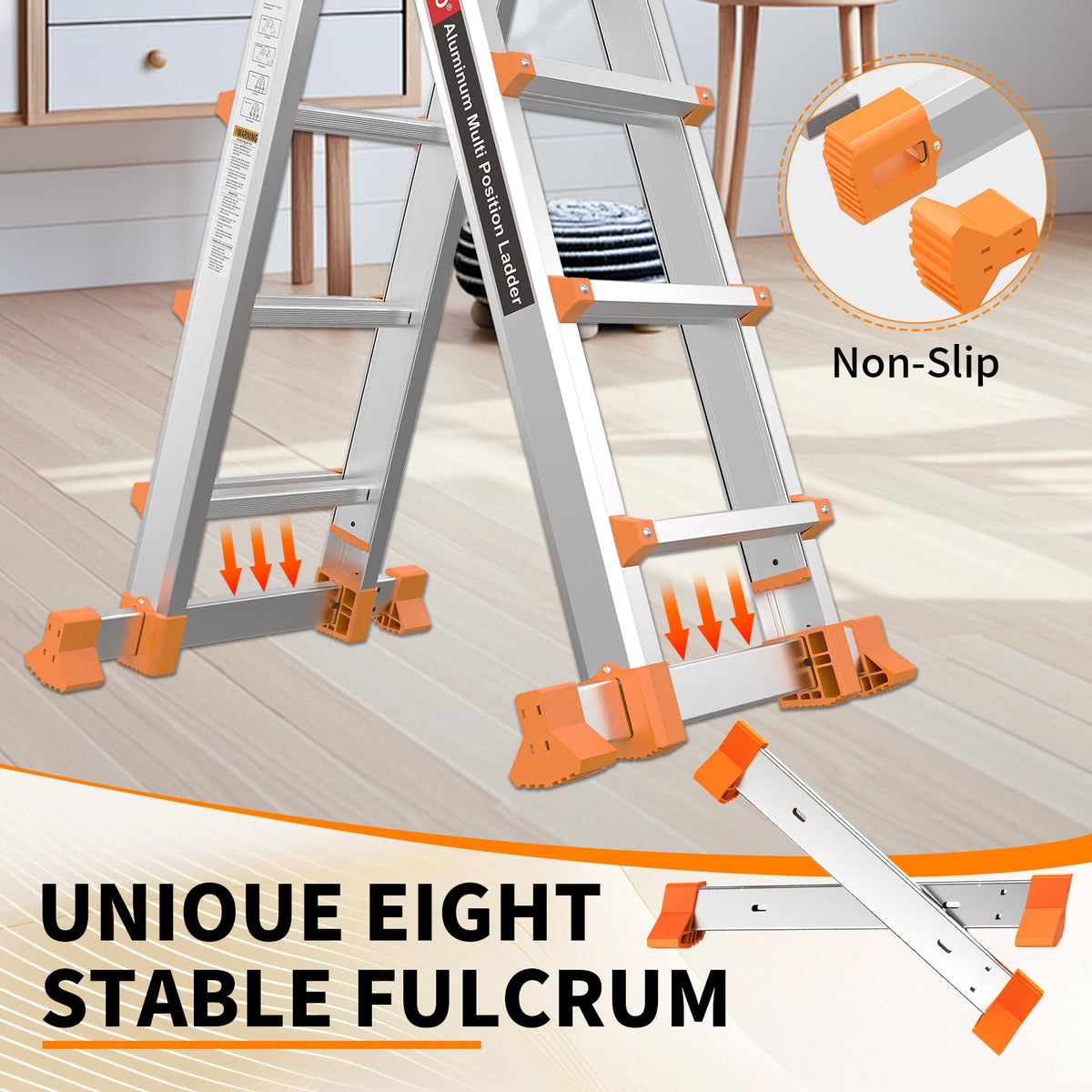 Valeo Ladder multi-position adapts for indoor or outdoor tasks with safe versatility.
