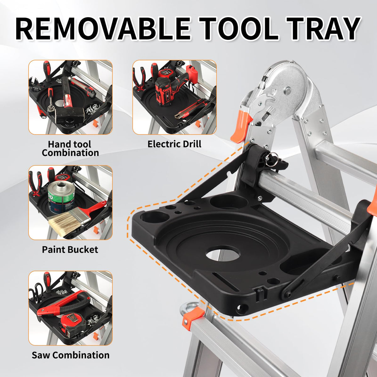 Valeo Ladder stabilizer bar increases ground contact for steadier climbs.