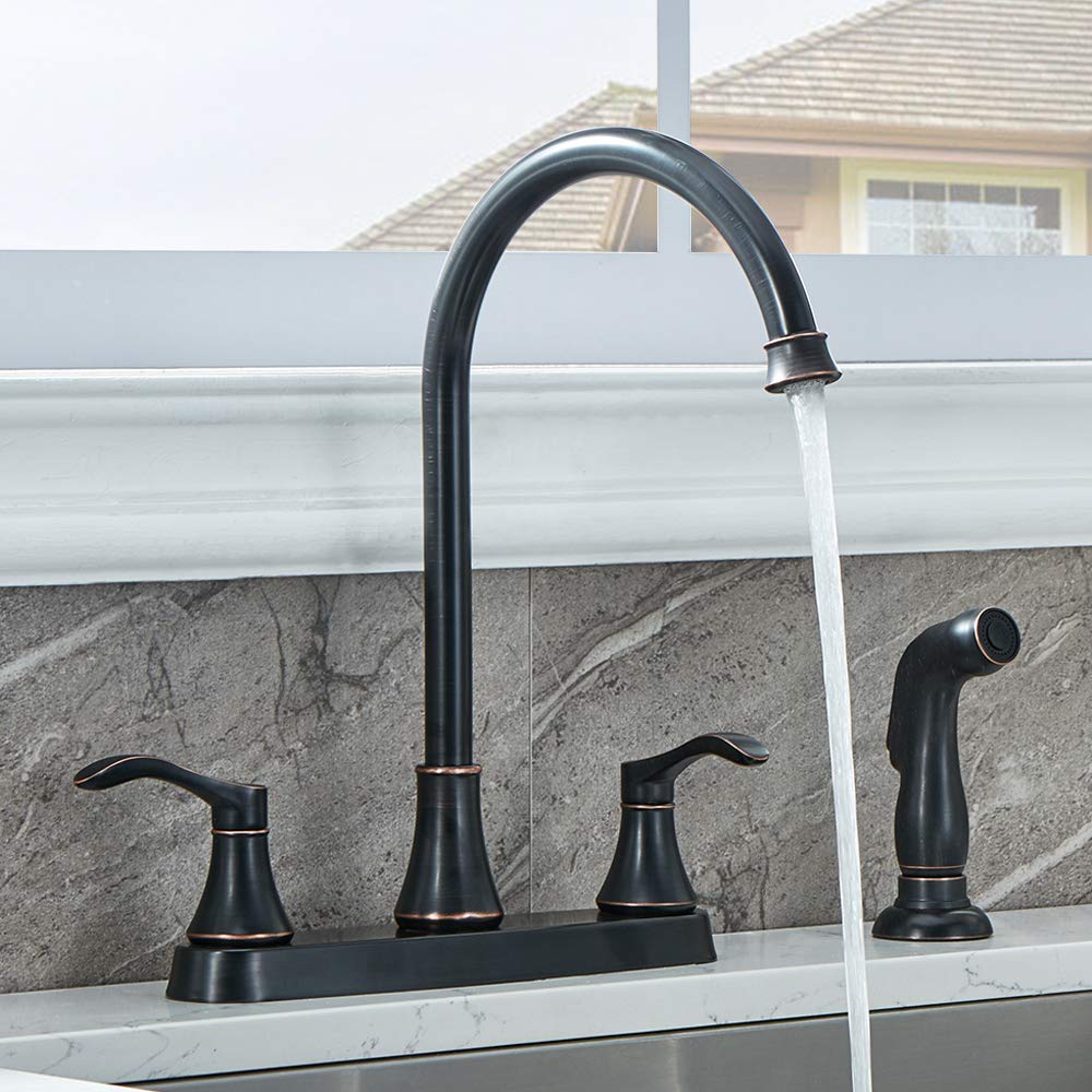 VALISY 2-handle side sprayer faucet for versatile kitchen cleanup and prep.